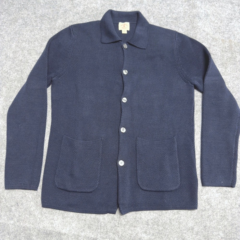 Brooks Brothers Red Fleece Navy Blue Mercerized Cotton Cardigan Sweater Small